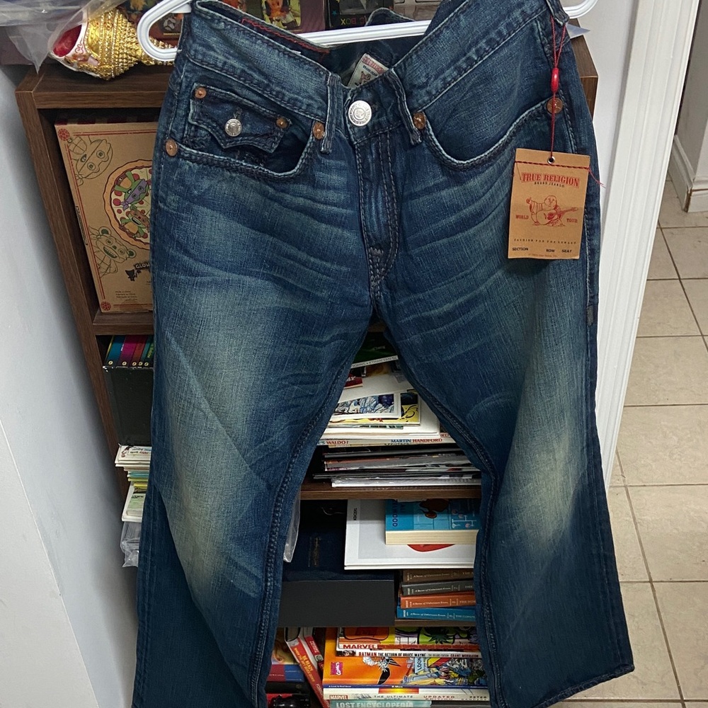 (NWT) Y2K True Religion Ricky Giant Big T Storm Rider Bootcut Jeans